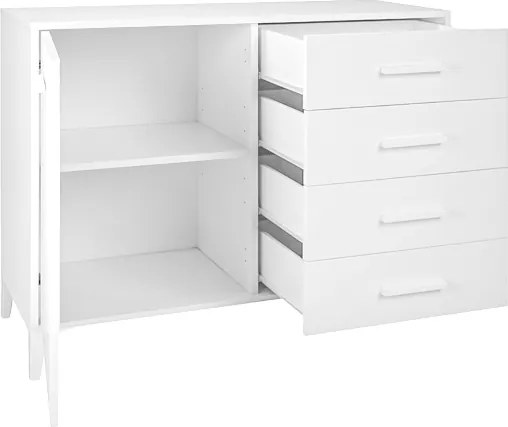 Madia Drexa in Legno 110x45 cm Bianco Frassino con 1 Anta e 4 Cassetti