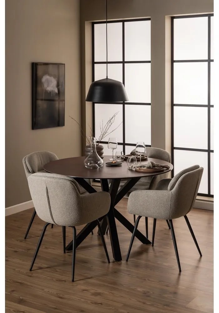 Sedia da pranzo beige in imbottito con braccioli Dora – Actona