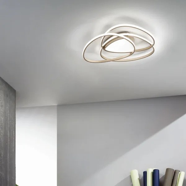 Plafoniera Led ROSE dimmerabile in metallo verniciato Oro D76 cm