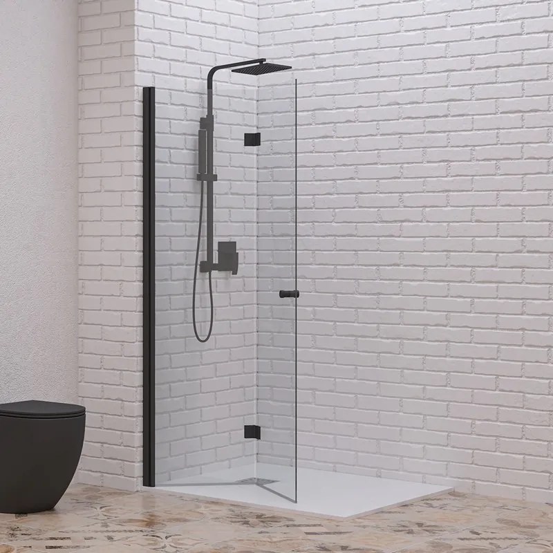 Doccia walk in a libro 80 cm colore nero | KSW7000N - KAMALU