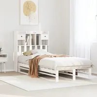 Letto Libreria senza Materasso Bianco 100x200 cm Legno di Pino 3323954