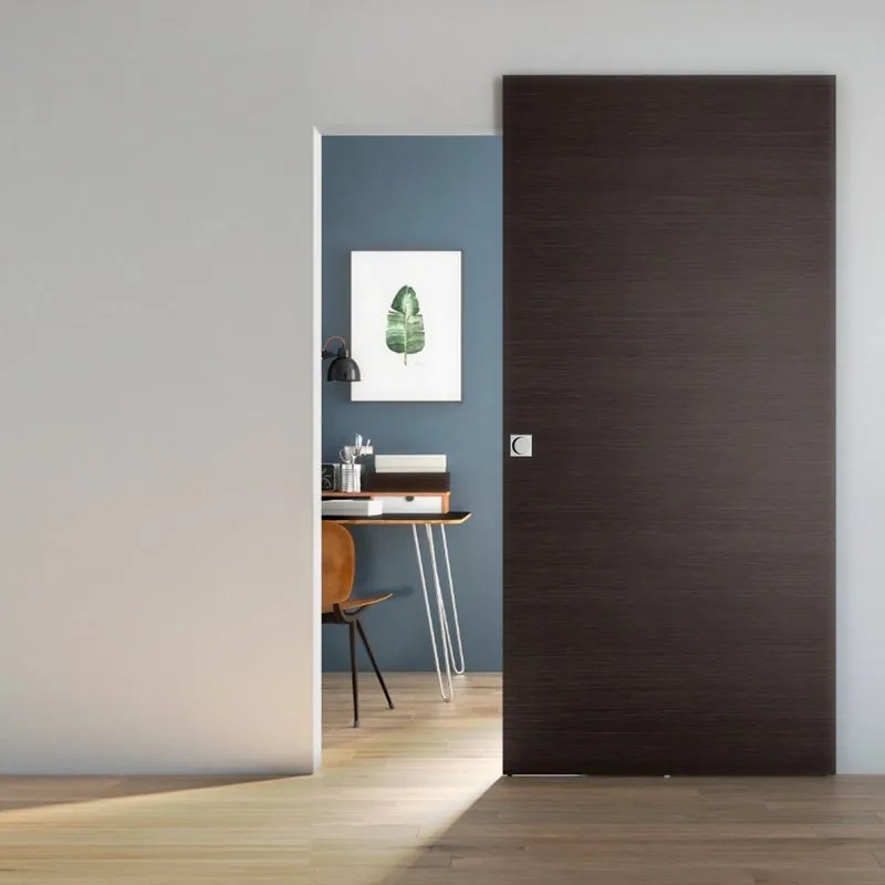 Porta scorrevole Space Fumo Quadra in legno, L 101 x H 230 cm, con binario Invisibile