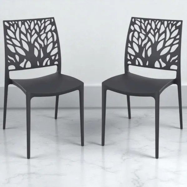 Sedia per interno o esterno impilabile Antracite - ALEA 2 sedie
