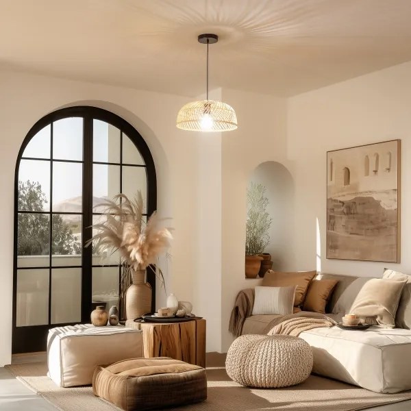 Brilagi - Lampadario LED a sospensione con cavo CERIA BOHO 1xE27/40W/230V Ø 60 cm in rattan