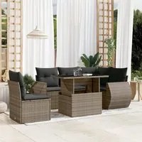 Set Divano da Giardino 6 pz con Cuscini Grigio in Polyrattan 3268540