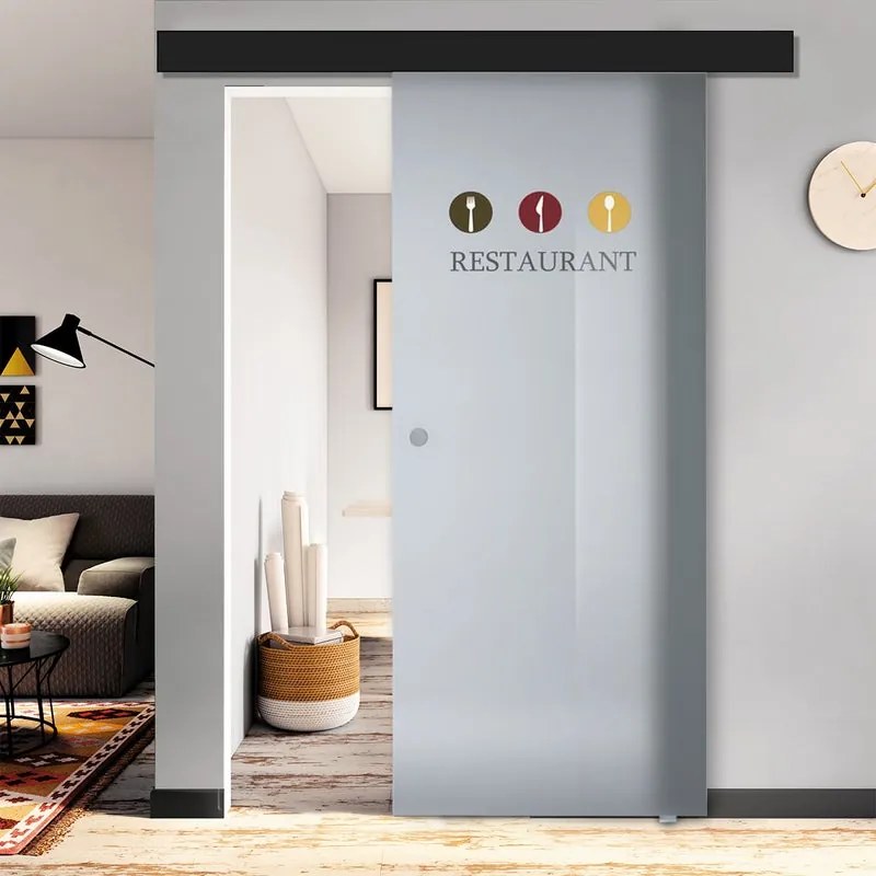 Porta scorrevole Restaurant in vetro multicolore, L 88 x H 215 cm, con binario Atelier nero Destra