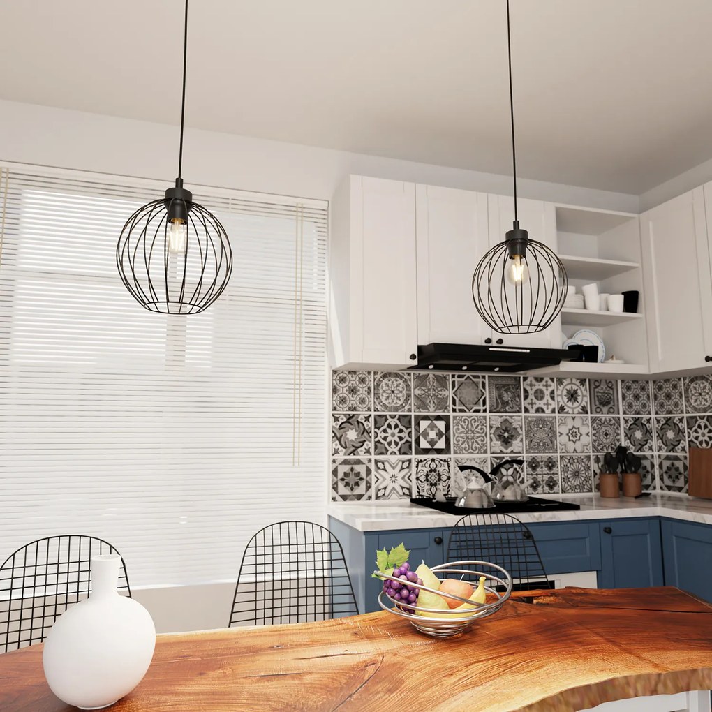 Sospensione Minimal Industrial Hathor 1 Luce Nera