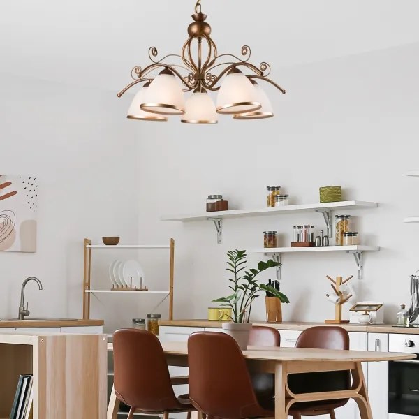 Lampadario a catena RETRO II 5xE27/60W/230V, bronzo patinato