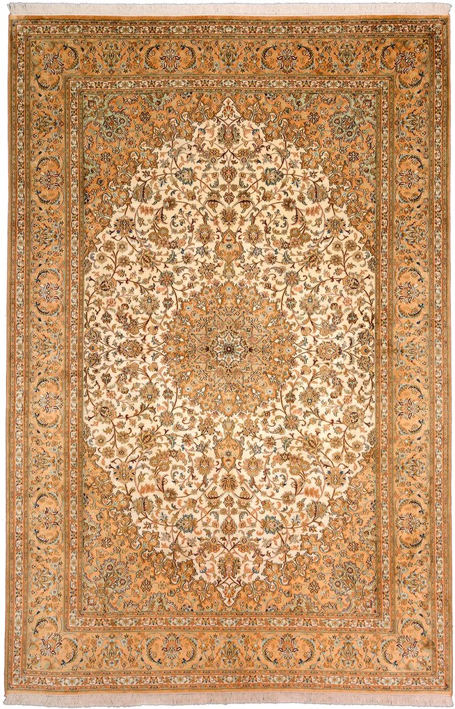 Cashmere Silk Tappeto 280x190 Beige (Indian) Annodato A Mano