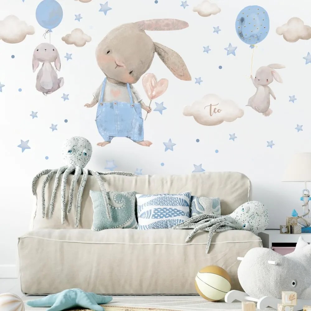 L'adesivo con coniglietti e palloncini - adesivi illustrati | Inspio
