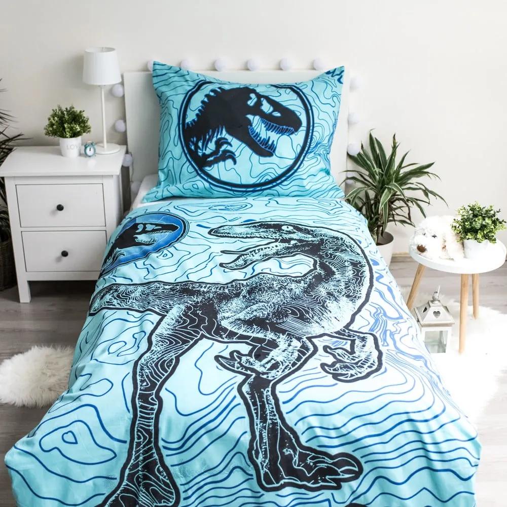 Biancheria da letto singola in cotone per bambini con effetto luminoso 140x200 cm Jurrastic World - Jerry Fabrics
