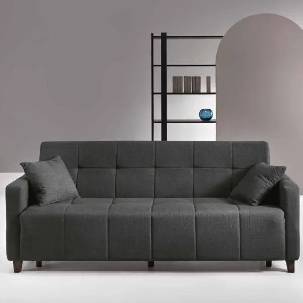 Divano letto 213 cm con contenitore in tessuto antracite PARADISE