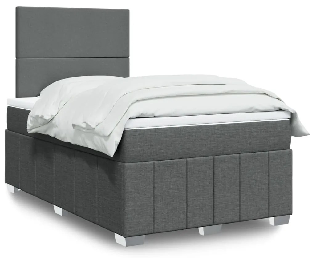 Giroletto A Molle Con Materasso Grigio Scuro 120x200 Cm Tessuto /
