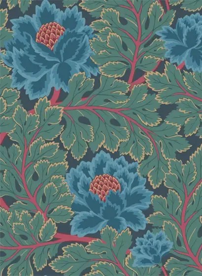 Cole & Son Carta da parati Aurora - Petrol & Teal on Ink