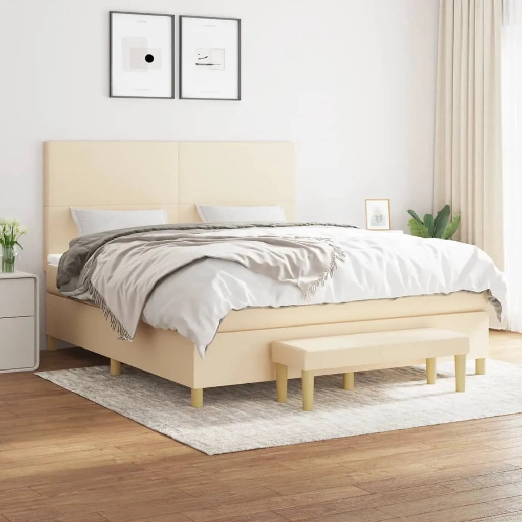 Giroletto A Molle Con Materasso Crema 160x200 Cm İn Tessuto /