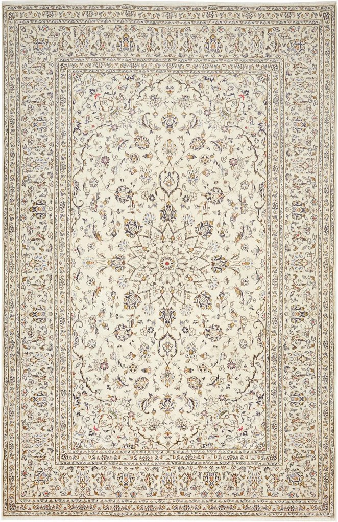 Kashan Tappeto 200x300 Beige (Iran) Annodato A Mano