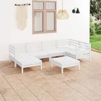 Set Salotto da Giardino 7 pz in Legno Massello di Pino Bianco 3082960