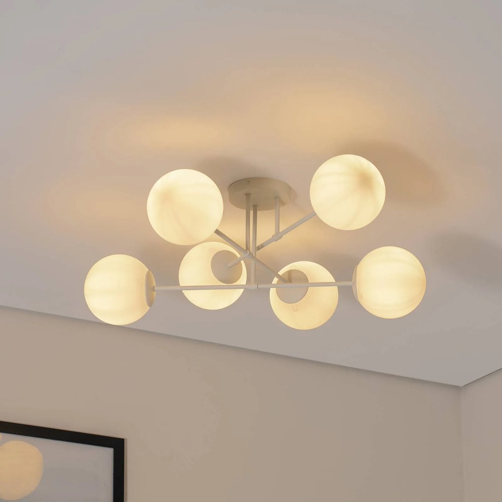 Plafoniera soffitto Moon HELAM, dimmerabile, Crema / Ambra, Soggiorno / Sala da pranzo, Metallo, Plafoniera