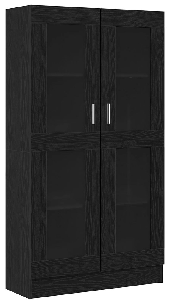 Libreria nera in finitura rovere di 82,5x30,5x150 cm in legno ingegnerizzato