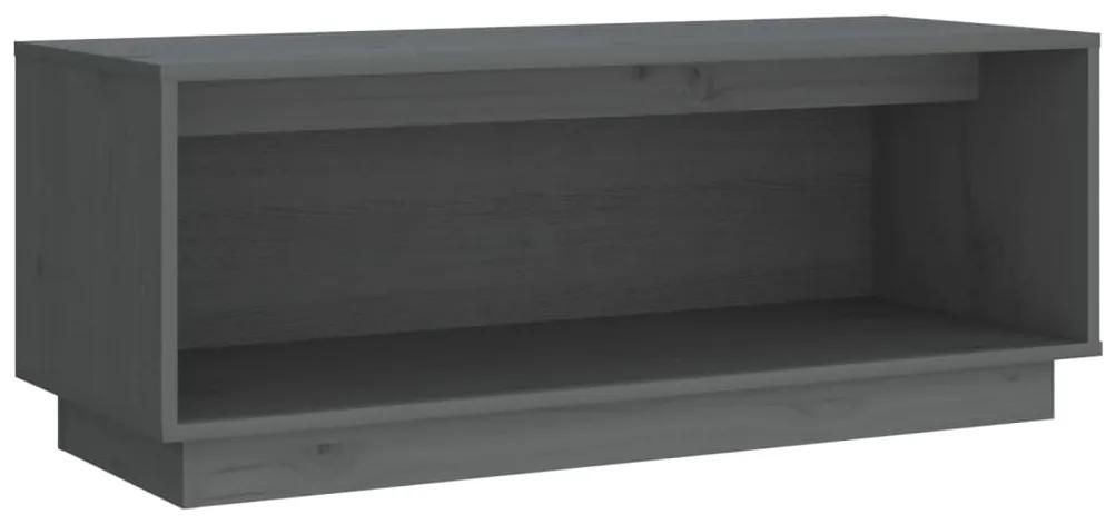 Mobile porta tv grigio 90x35x35 cm in legno massello di pino
