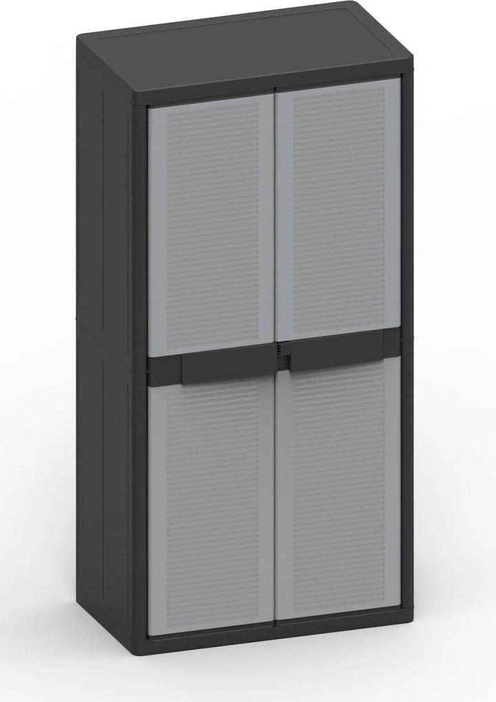 Armadio Portascope Modulare da Esterno 89,7x53,7x180 cm 2 Ante 4 Ripiani in Polipropilene Jumbo Cab Grigio e Nero...