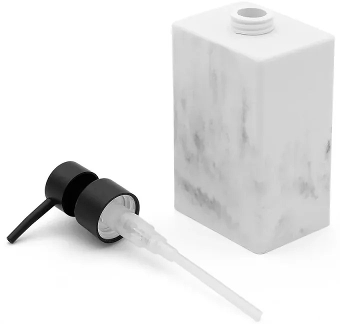 Dispenser sapone liquido in poliresina marmorizzata bianca Marmo