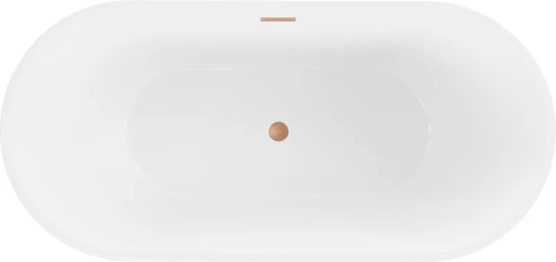 Mexen Luna vasca da bagno freestanding 160 x 75 cm, bianca, troppopieno rame spazzolato - 52031607500-65