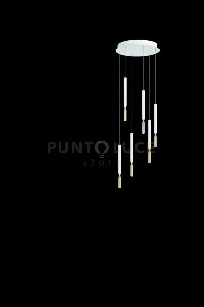 Sospensione multipla tubic 6 oro e bianco led 3000k 2900lm 42w dimm...