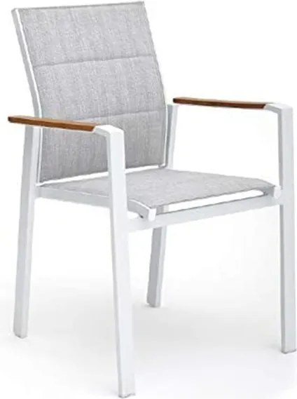 Sedia Da Esterno In Alluminio E Textilene Con Braccioli Polywood Bianco