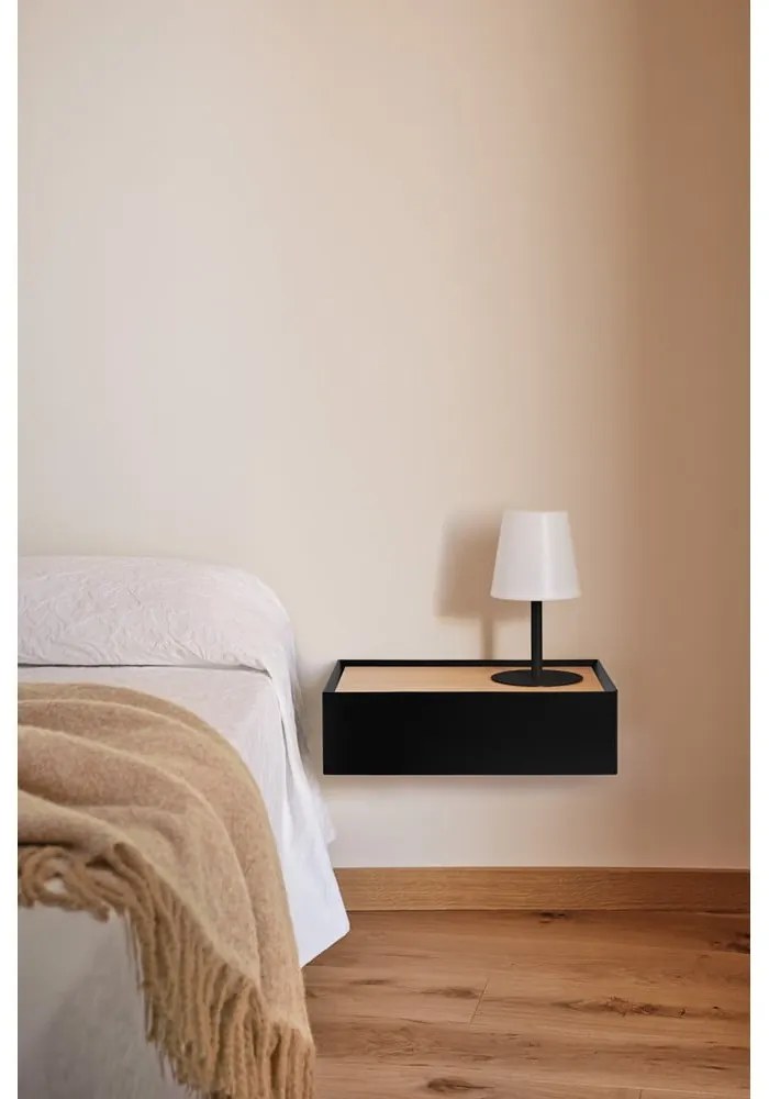 Comodino verde con piano effetto rovere da parete Arista – Teulat