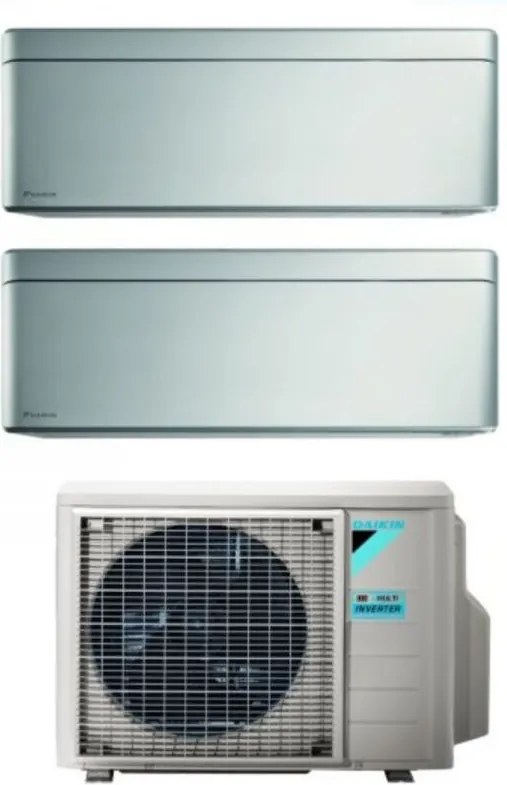 Daikin - Climatizzatore Condizionatore Bluevolution Dual Split Inverter serie stylish total silver 12+15 con 2MXM50A R-32 Wi-Fi Integrato 12000+15000