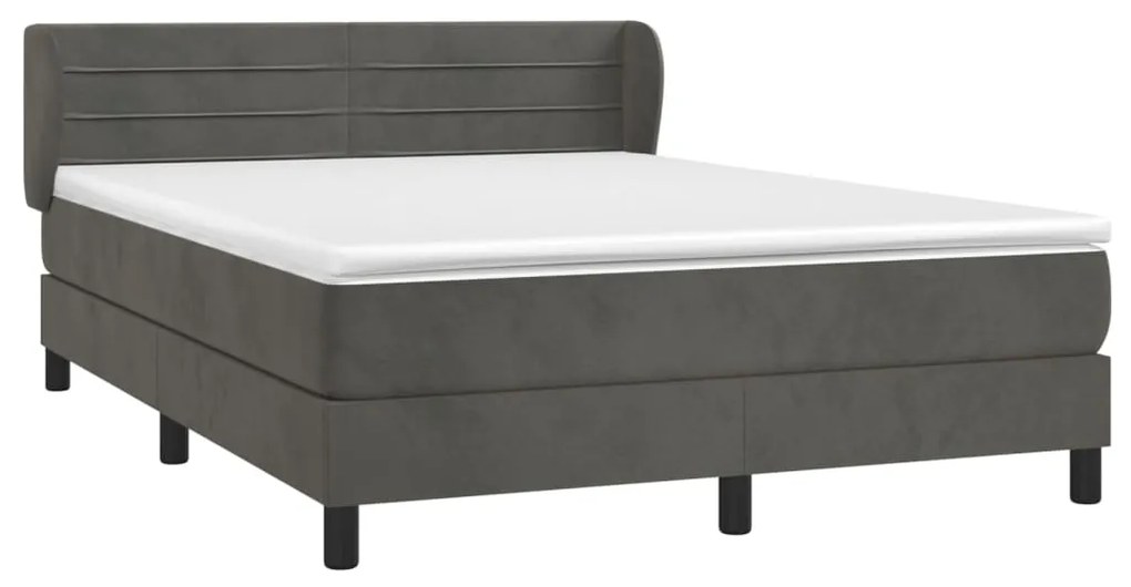 Giroletto a molle con materasso grigio scuro 160x200 cm velluto