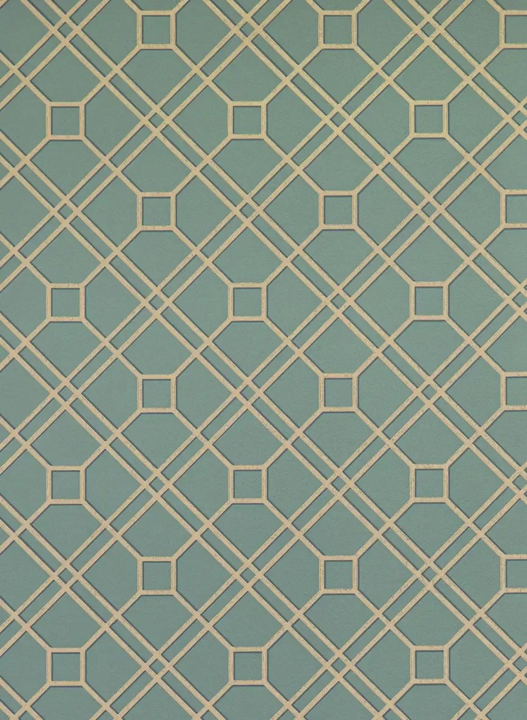 GP & J Baker Tapete Langdale Trellis - Teal/ Bronze