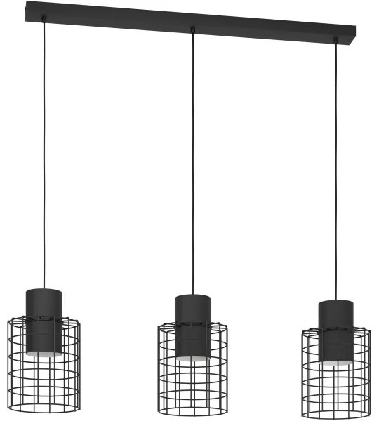 Eglo 43626 - Lampadario su corda MILLIGAN 3xE27/40W/230V nero