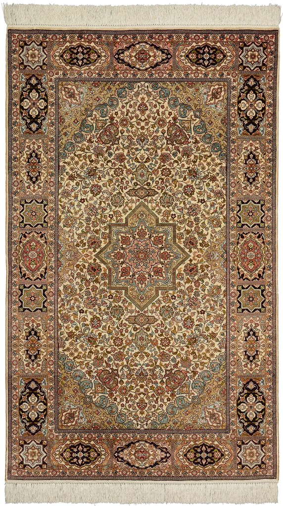 Ghom Tappeto 150x90 Beige (Cina) Annodato A Mano