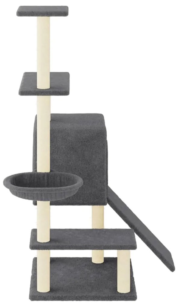 Albero per gatti con tiragraffi in sisal grigio scuro 130,5 cm