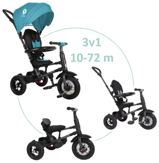 QPlay - Triciclo per bambini 3in1 RITO AIR turchese