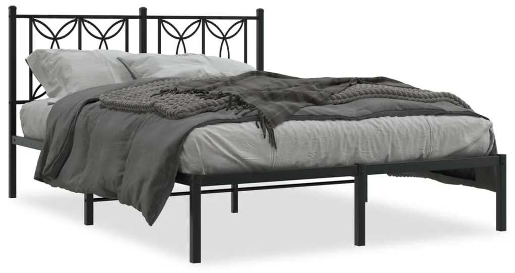 Giroletto Con Testiera İn Metallo Nero 140x190 Cm /