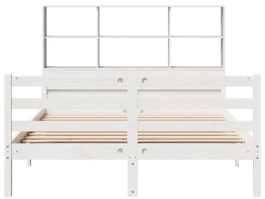 Letto libreria senza materasso bianco 140x200 cm legno di pino