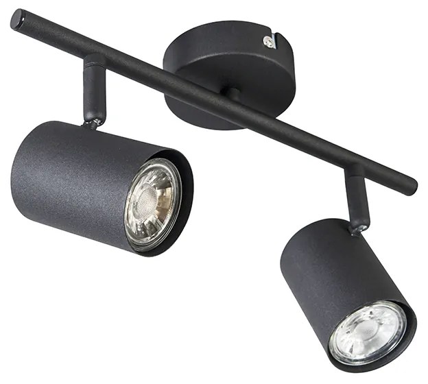 Faretto moderno nero orientabile a 2 luci - Jeana