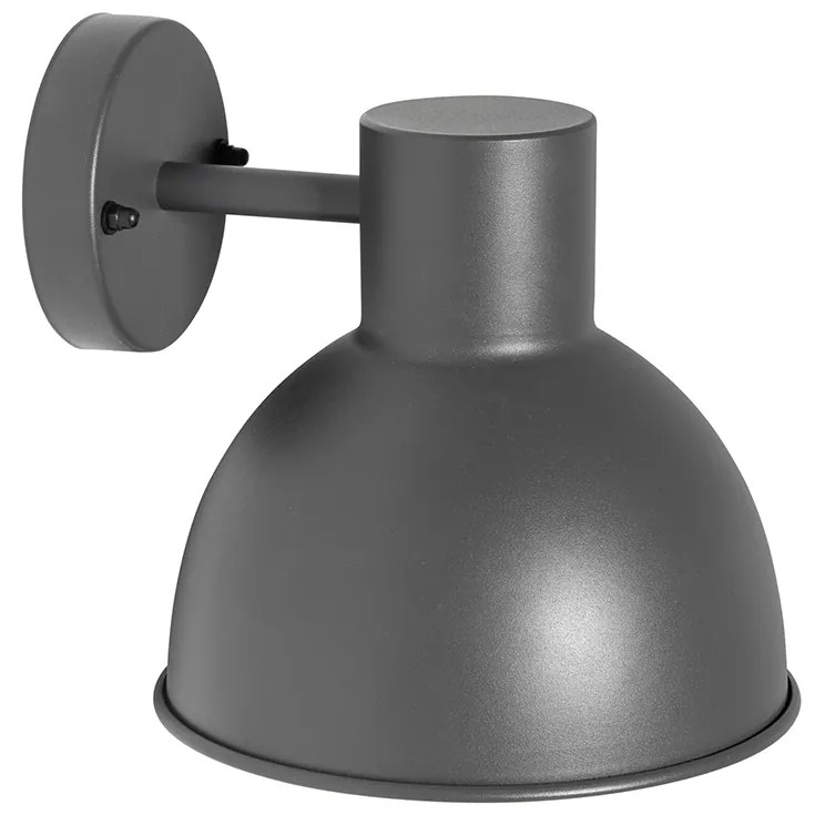 Lampada da parete per esterni industriale grigio scuro rotonda IP44 - Natas