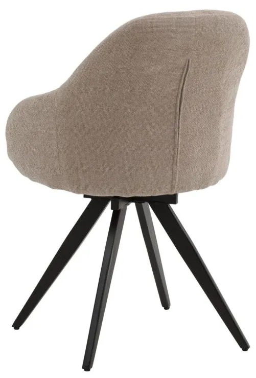 Set di sedie girevoli COVENT in tessuto beige e gambe in metallo nero, con braccioli
