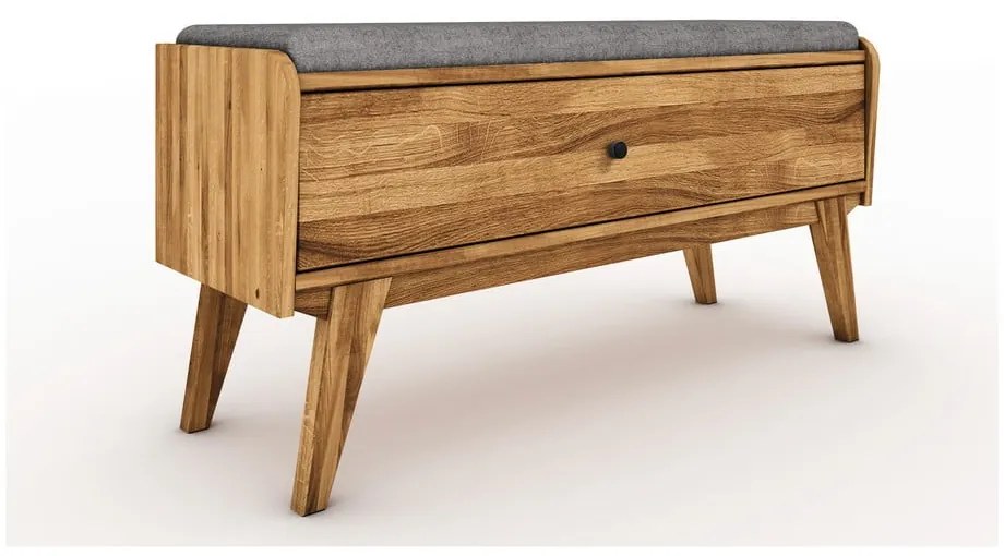 Panca portaoggetti in rovere con seduta grigio chiaro Retro - The Beds