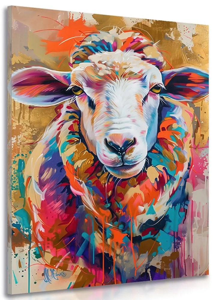 Quadro su tela – Pecora con imitazione di pittura
