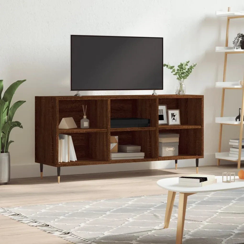 Mobile TV Da Terra 150 Cm Nero E Rovere Scuro Effetto Legno Nexera