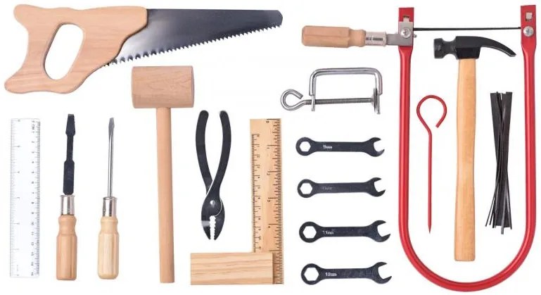 Attrezzi di metallo in una scatola di legno - grande