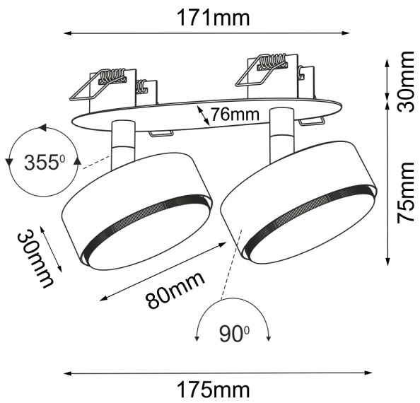 Brosline 3276 - Faretto da incasso DROP 2xGX53/9W/230V bianco