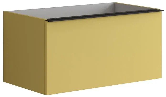 Mobile da bagno da fissare sotto lavabo L 80 x H 40 x P 45.5 cm giallo laccato, 2 cassetti Pixel plain
