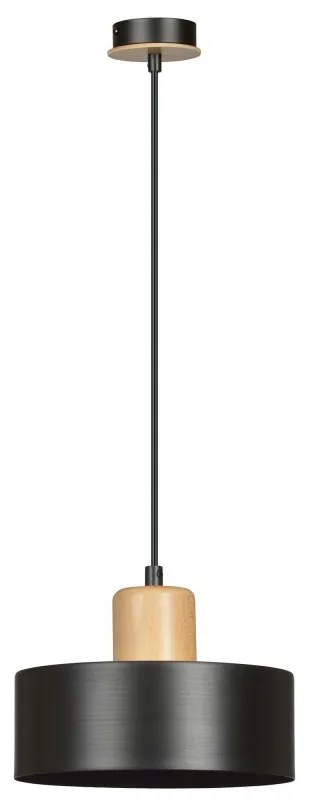 Lampadario a Sospensione in Acciaio e Legno TORIN 1 Nero/Bianco E27 Colore del corpo Nero