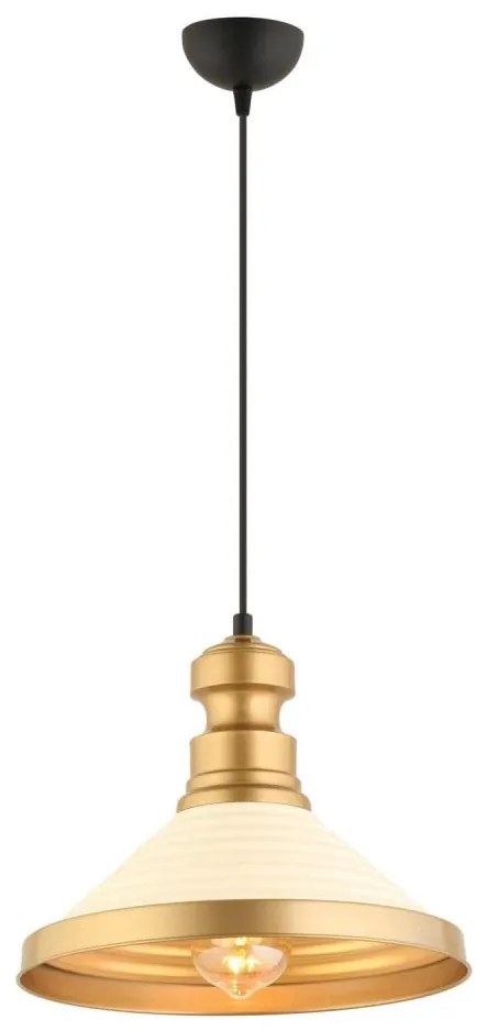 Lampadario a cavo MONZA 1xE27/40W/230V Ø 30 cm crema/oro
